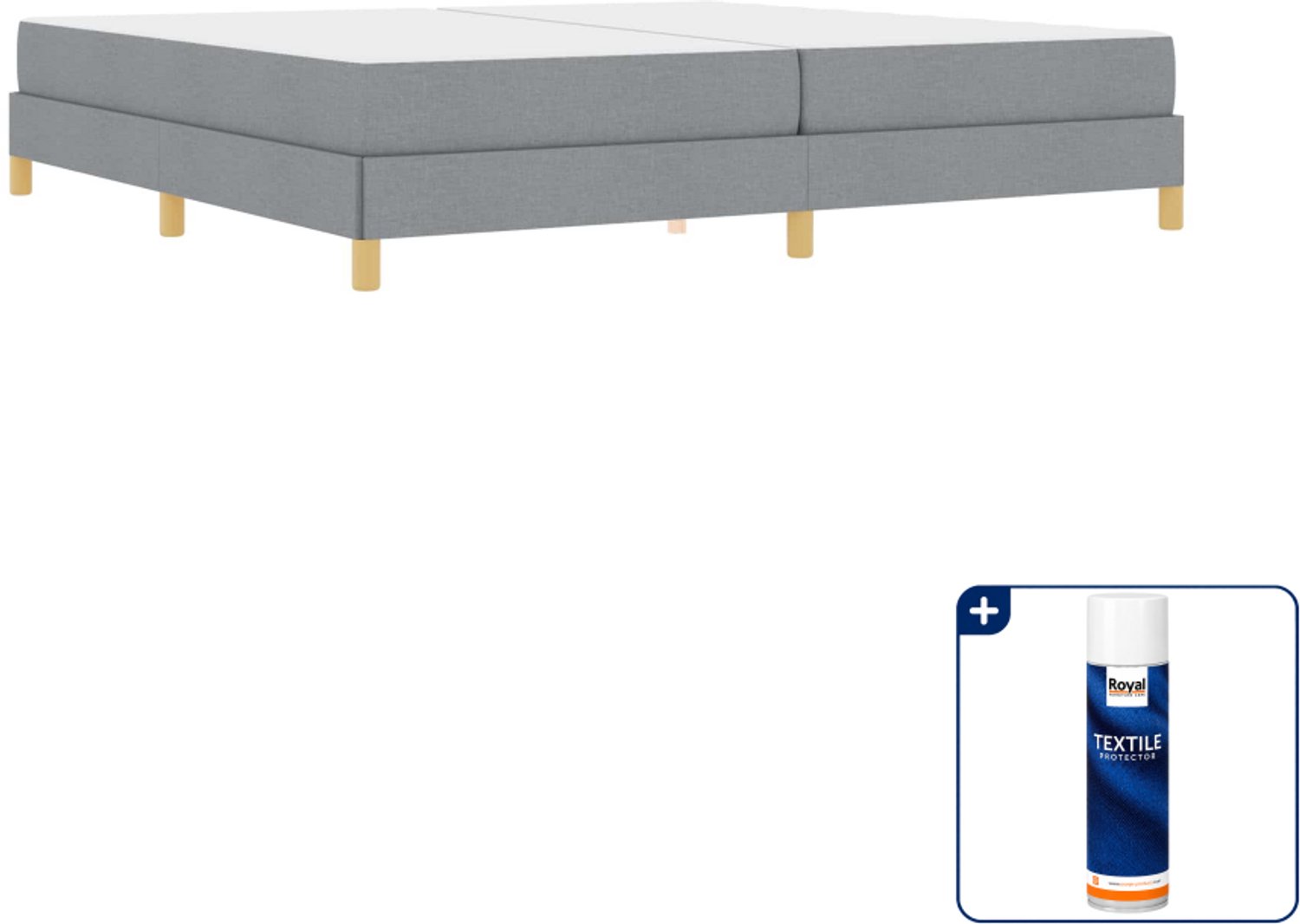 vidaXL boxspringbed met matras - 200 x 200 cm - stof - lichtgrijs - Inclusief textielbeschermer 500 ml