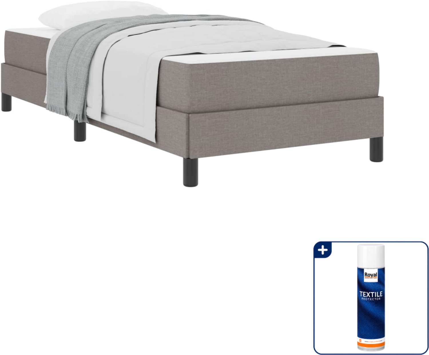 vidaXL boxspringbed - 100 x 200 cm - stof - taupe - Inclusief textielbeschermer 500 ml Bruin