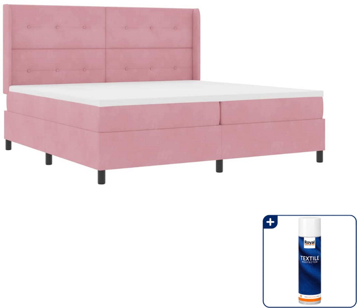 vidaXL boxspringbed - 200 x 200 cm - roze - Inclusief textielbeschermer 500 ml