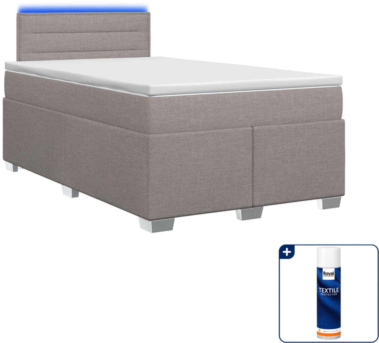 vidaXL boxspring - 120 x 190 cm - stof - taupe - Inclusief textielbeschermer 500 ml