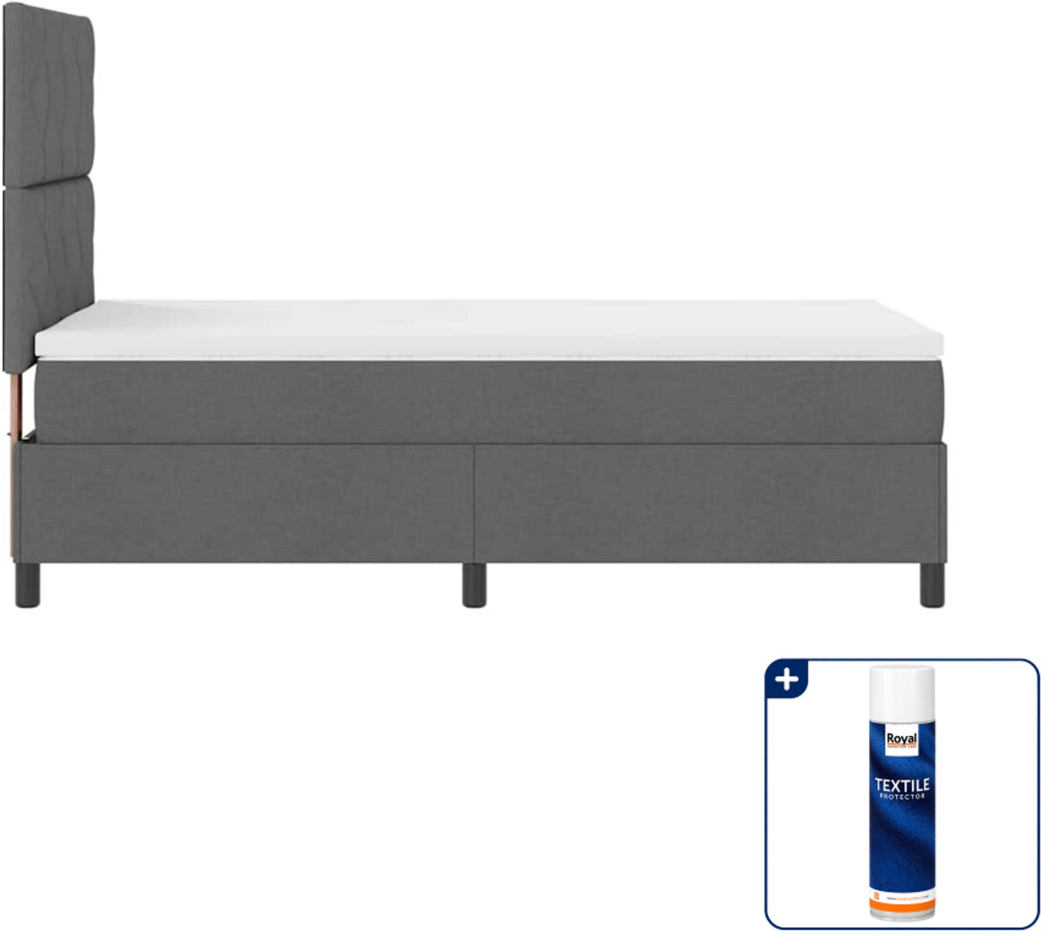 vidaXL boxspringbed - 100 x 200 cm - donkergrijs - Inclusief textielbeschermer 500 ml
