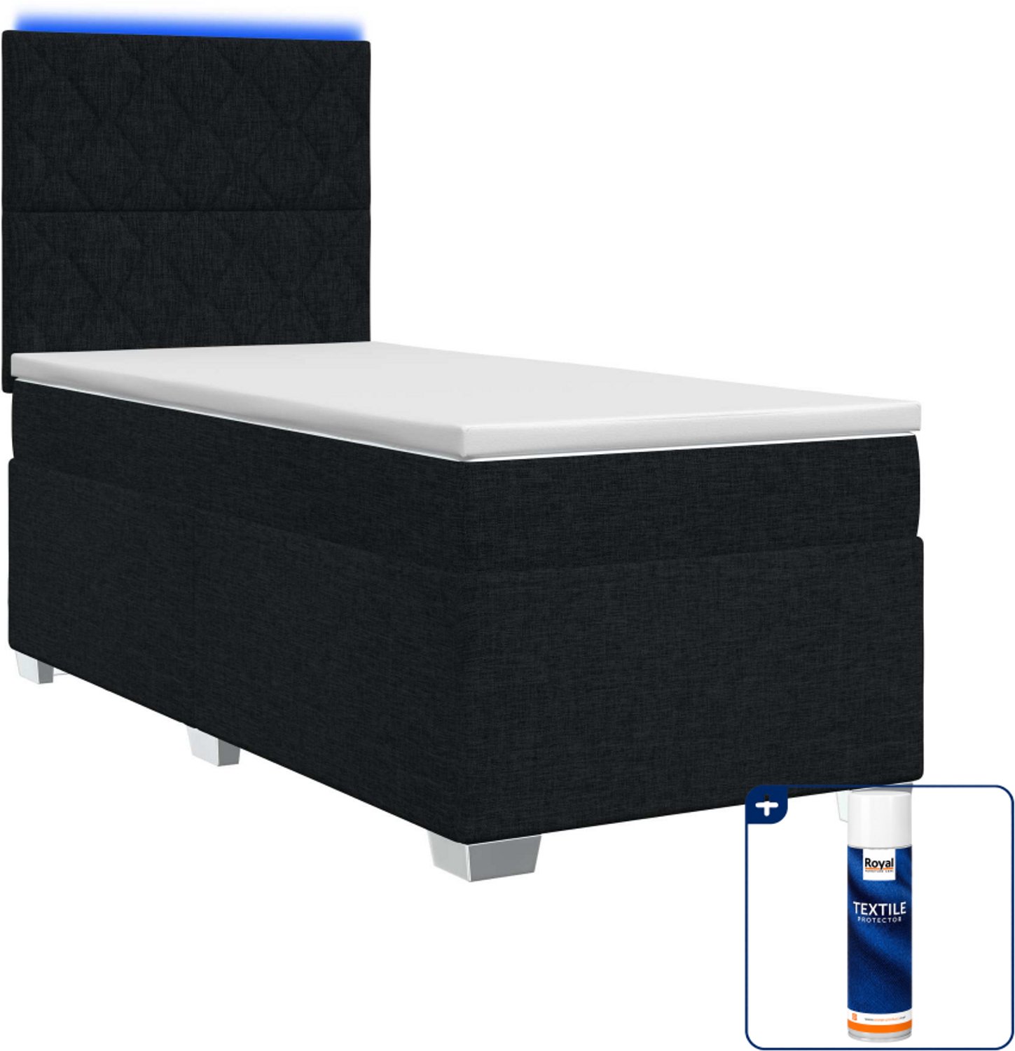 vidaXL boxspringbed 90 x 200 cm - zwart - Inclusief textielbeschermer 500 ml