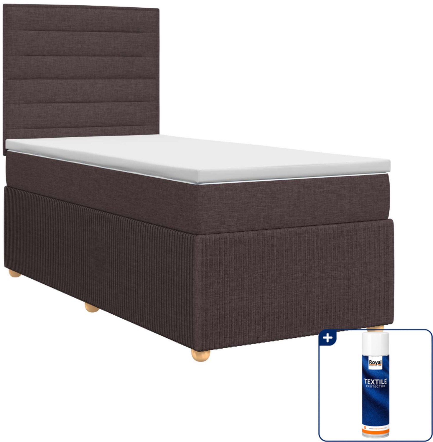vidaXL boxspringbed met matras - 100 x 200 cm - stof - donkerbruin - Inclusief textielbeschermer 500 ml