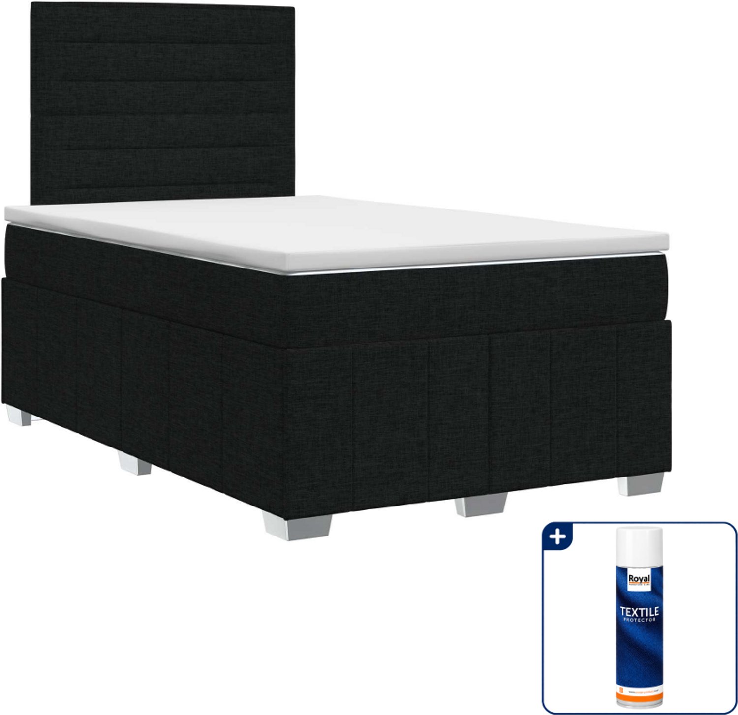 vidaXL boxspringbed met matras - 120 x 190 cm - zwart - Inclusief textielbeschermer 500 ml