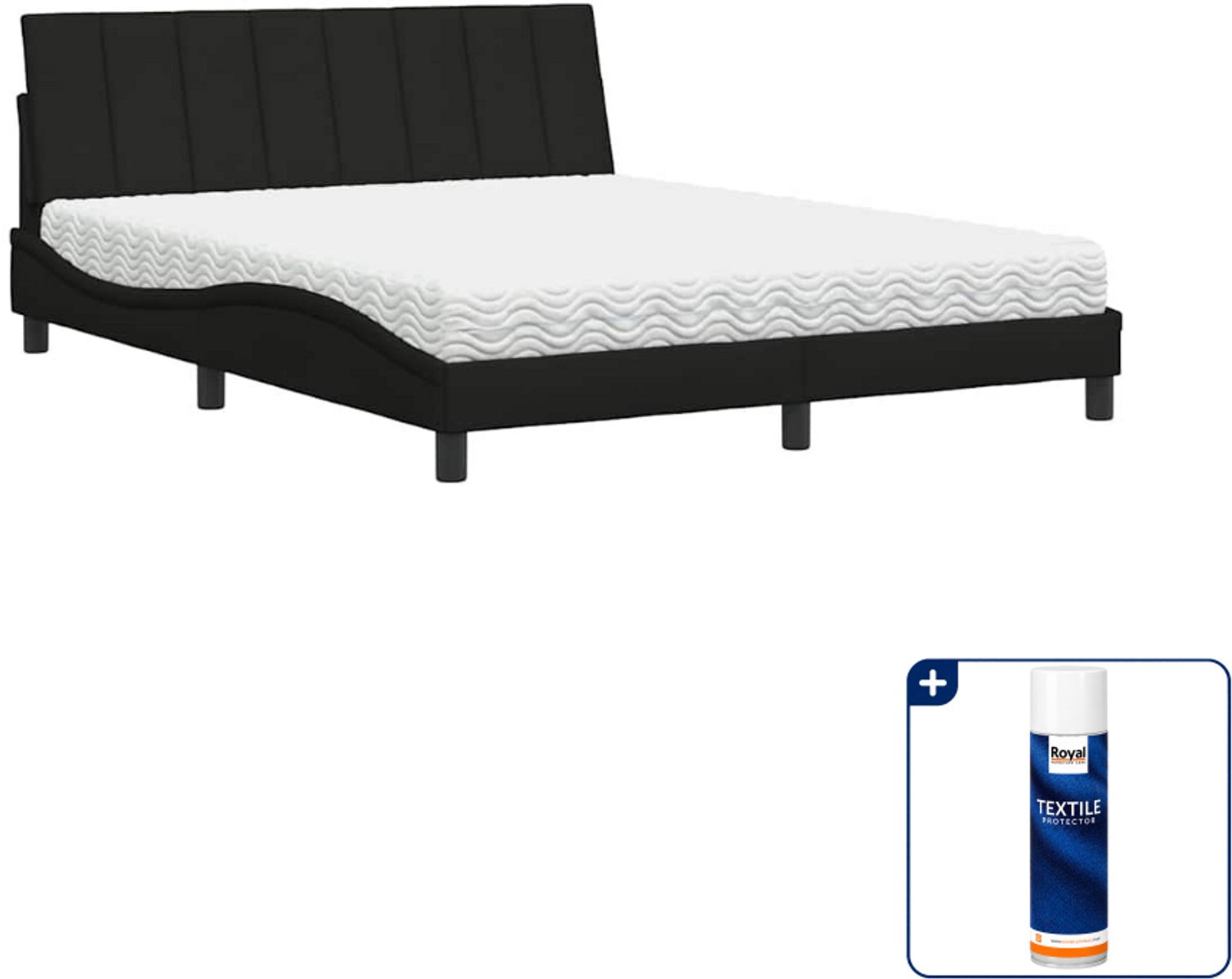 vidaXL bed Hanko - Queensize - 160 x 200 cm - zwart - Inclusief textielbeschermer 500 ml Roze