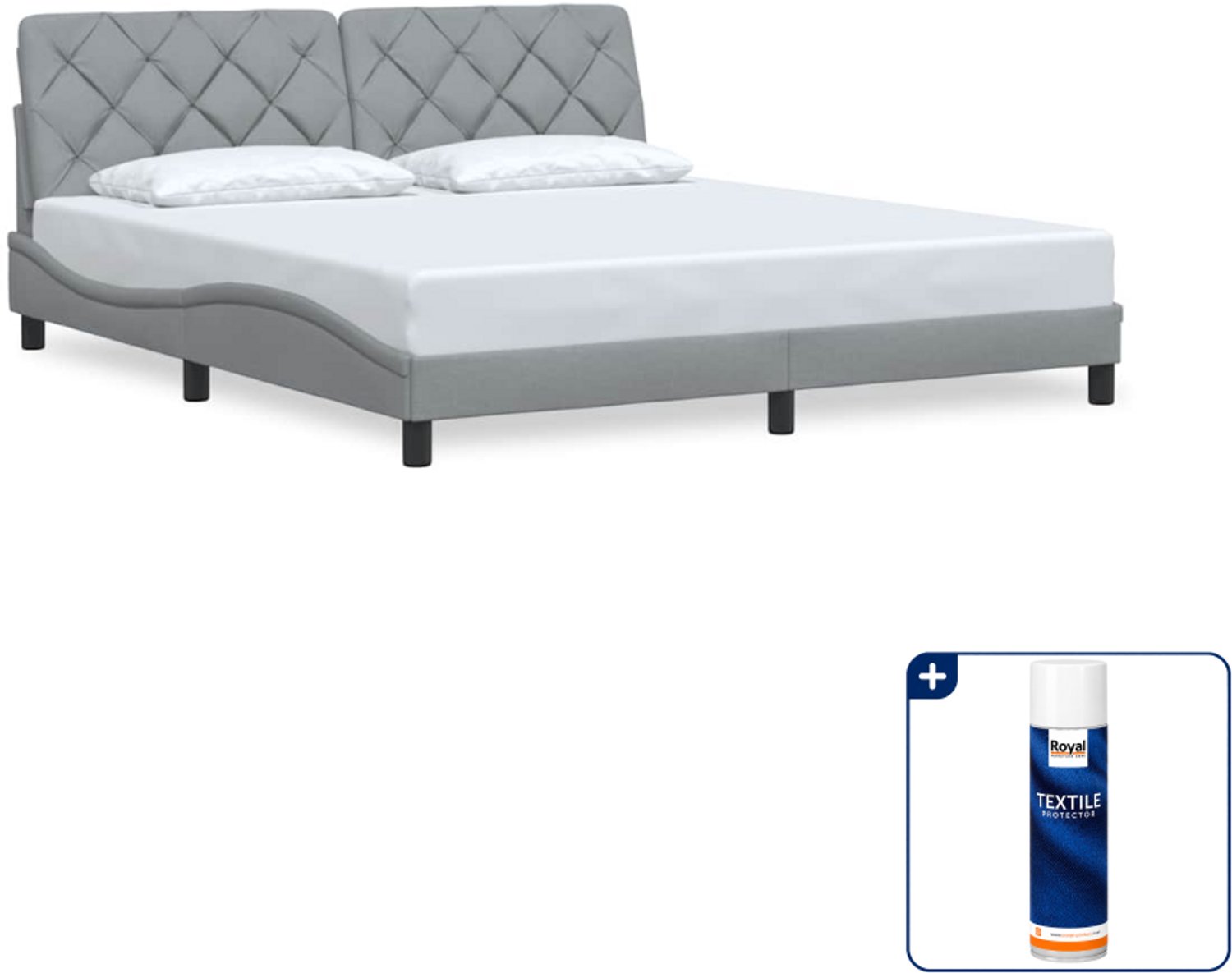vidaXL bedframe - Kingsize - 180 x 200 cm - lichtgrijs - Inclusief textielbeschermer 500 ml