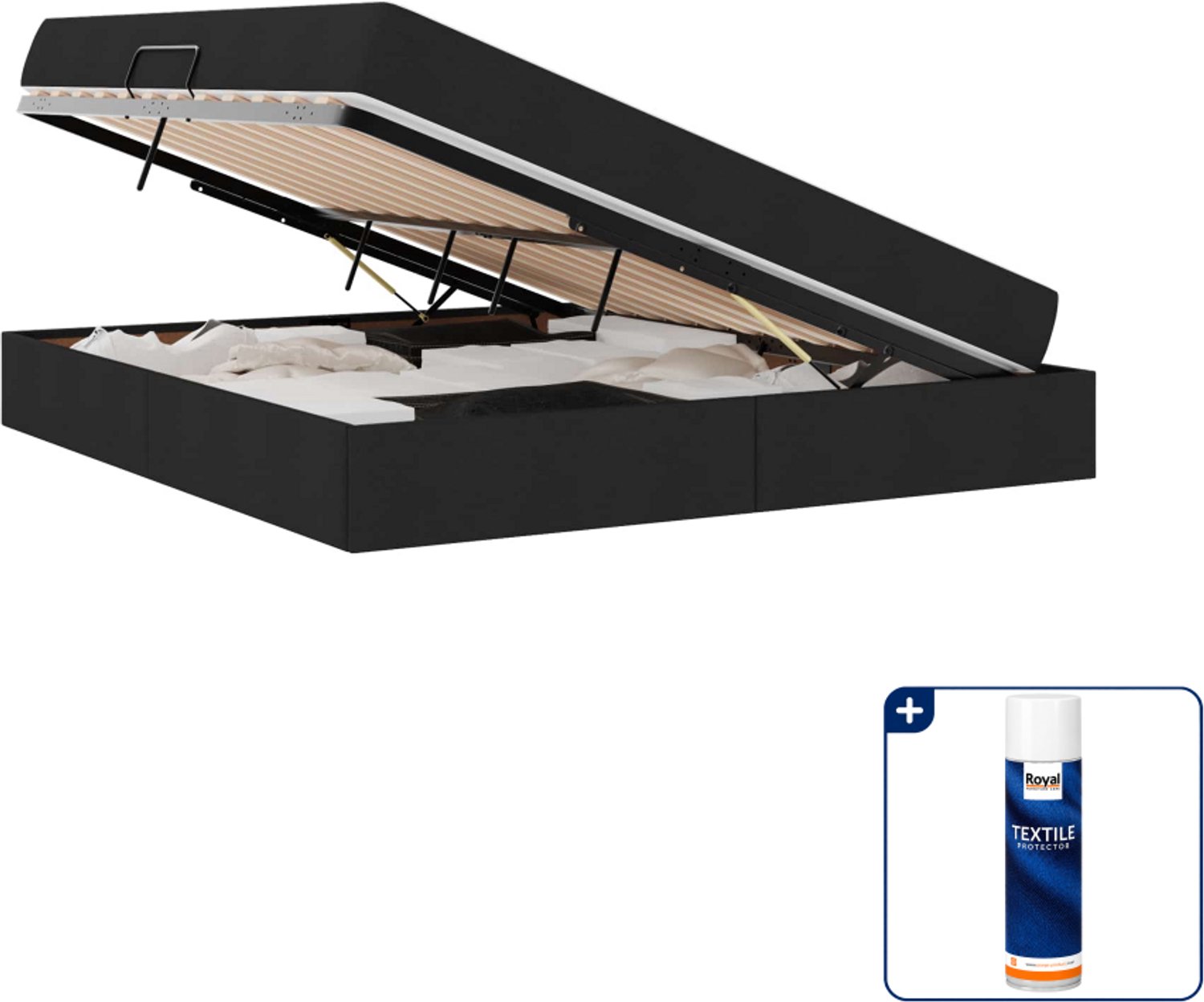 vidaXL opbergbed - Queensize - 160 x 200 cm - zwart - Inclusief textielbeschermer 500 ml Bruin