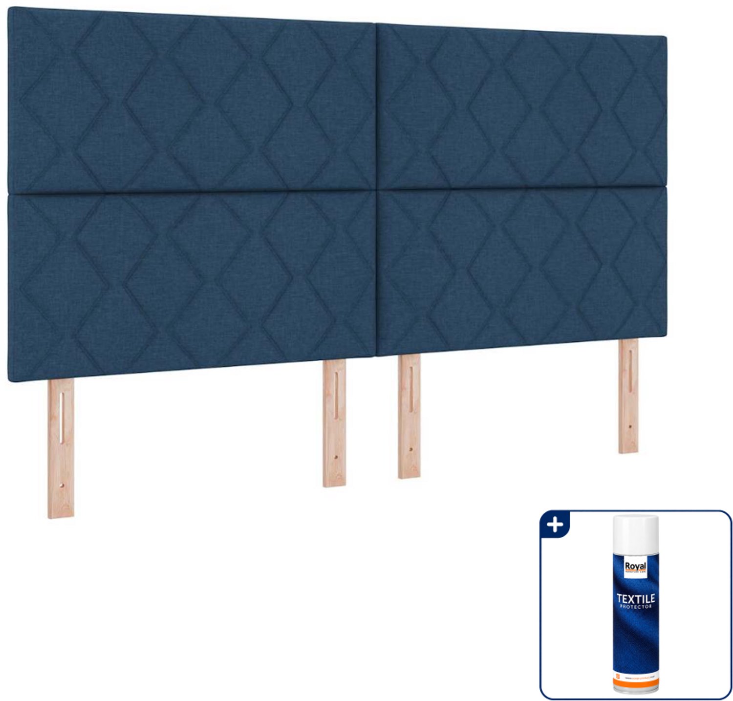 vidaXL Kingsize boxspring met led - 180 x 200 cm - blauw - Inclusief textielbeschermer 500 ml