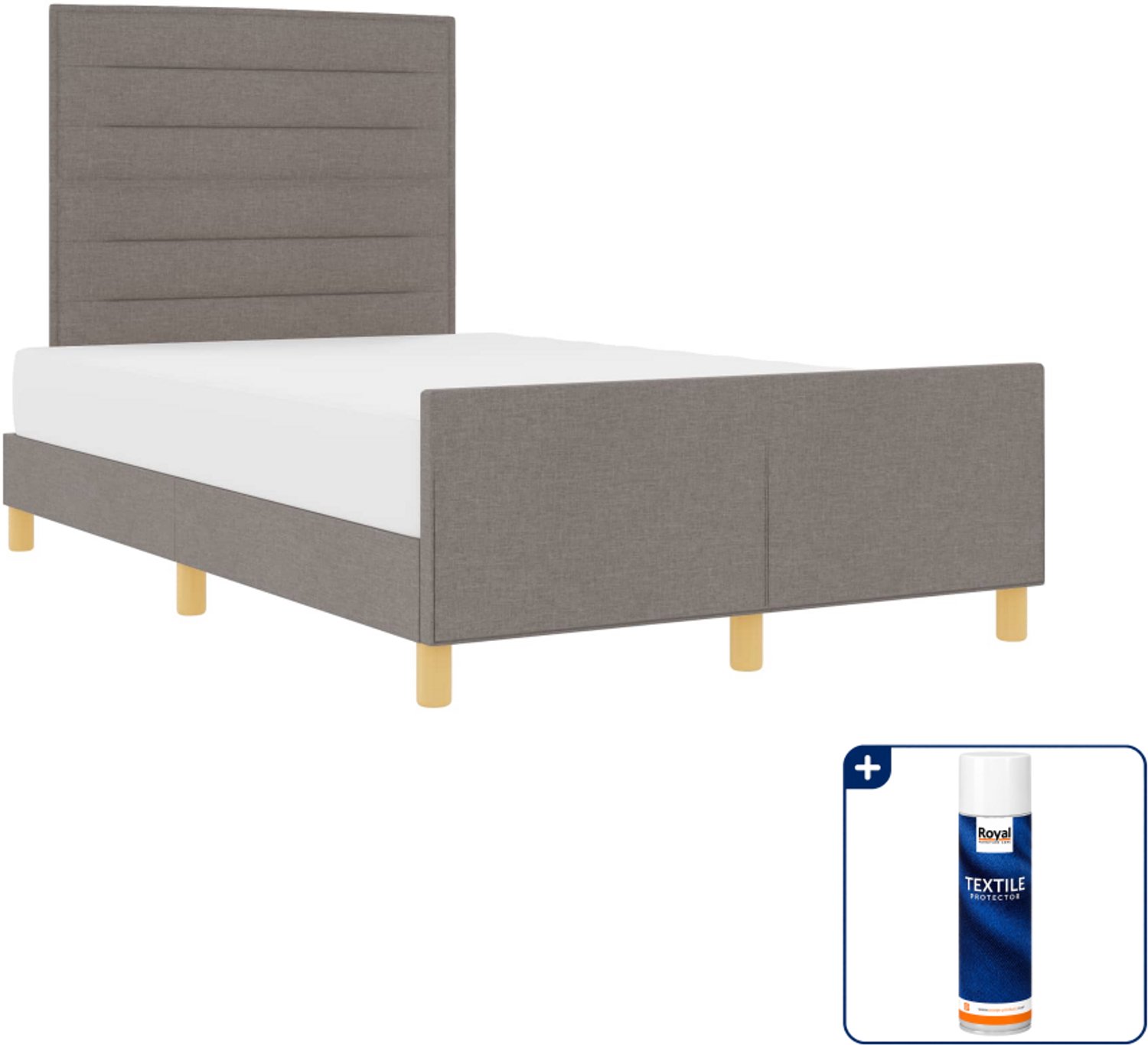 vidaXL Bedframe - 120 x 200 cm - stof - taupe - Inclusief textielbeschermer 500 ml