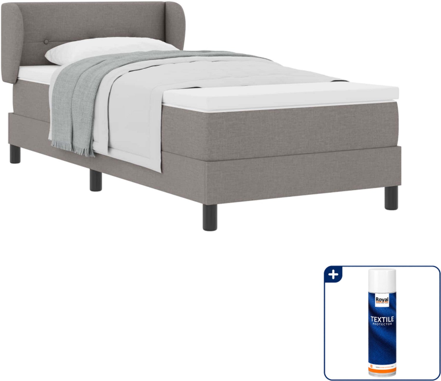 vidaXL boxspringbed - 100 x 200 cm - taupe - Inclusief textielbeschermer 500 ml