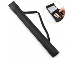 DIVERZA Keutas Biljart – Keuhoes voor 2-Delige Keu – Biljartkeu Tas met Klittenbandsluiting en Draagriem – 82 × 10 cm – Zwart