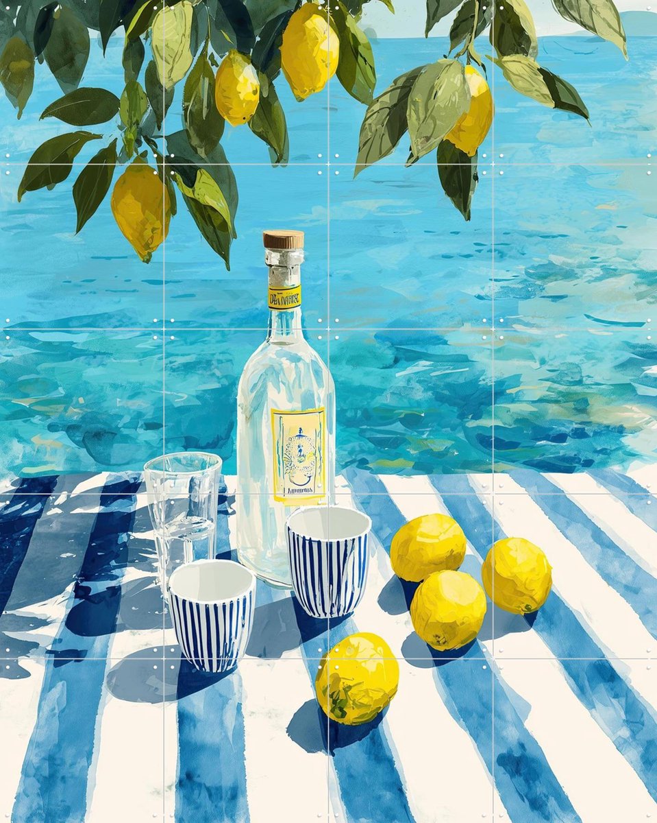 IXXI Lemon Tree Afternoon, Branka Kodžoman - 80 x 100 cm - Gratis ophangtool - Grote wanddecoratie en posters - Speels, Modern, Kleurrijk, Aquarel