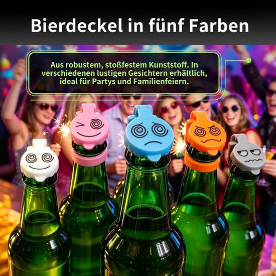 5 stuks bierflessendop, bierflessendop, flessendeksel voor bierflessen, outdoor drinkaccessoires, herbruikbare bierhelm voor bierflessen, grappige biergadget voor outdoorfeesten — afbeelding 2