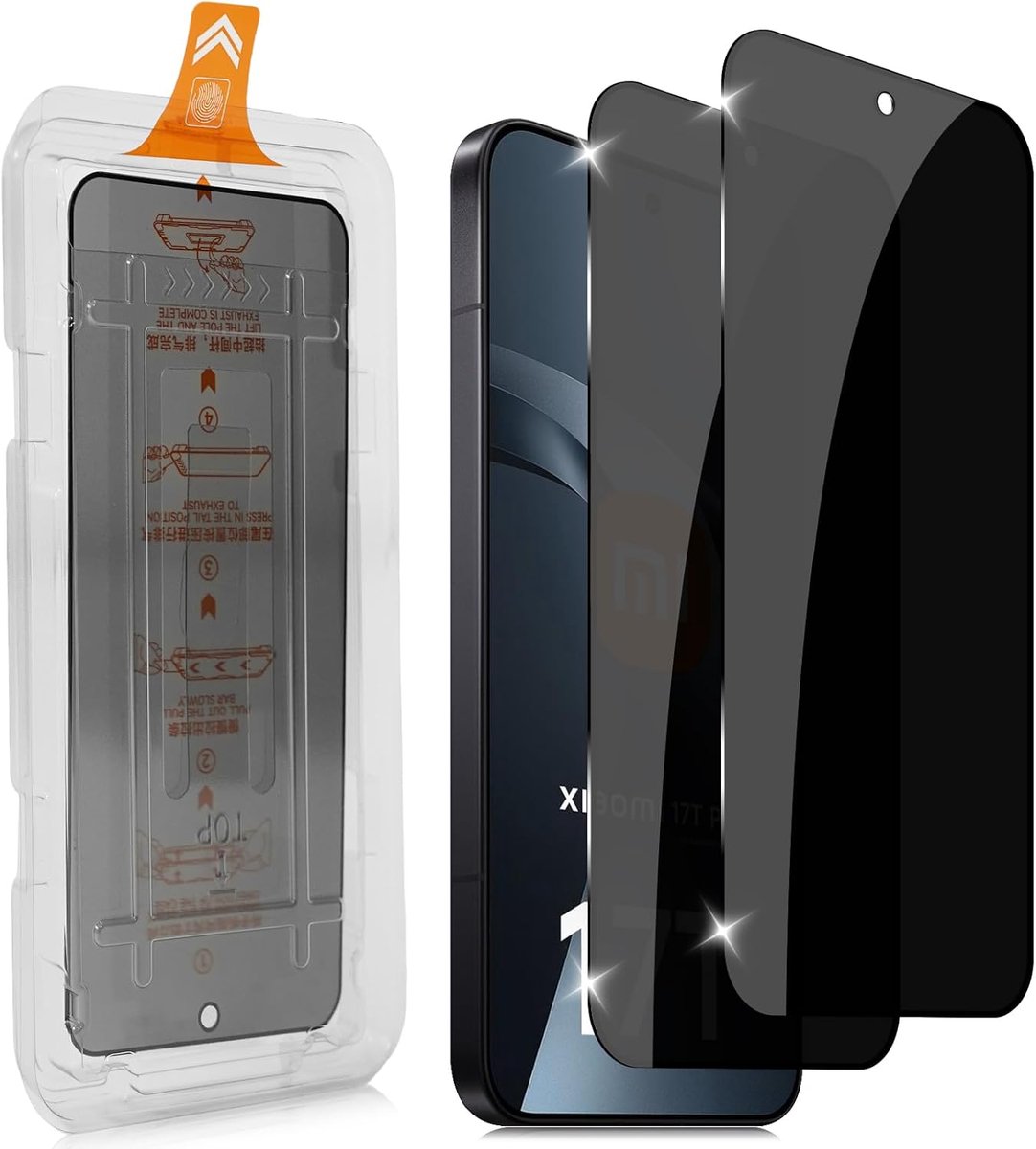 Beschermfolie voor Xiaomi 17T Pro /15T /15T Pro, inkijkbescherming, pantserglas, anti-spy, autoinstallatie, 9H hardheid, privacy, displayfolie, krasbestendig, geen luchtbellen, 2 stuks