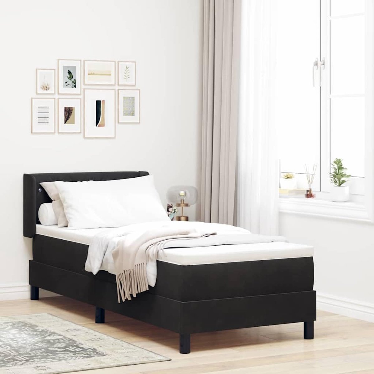 Boxspring met strak design modern minimalistisch 80x200 cm Zwart