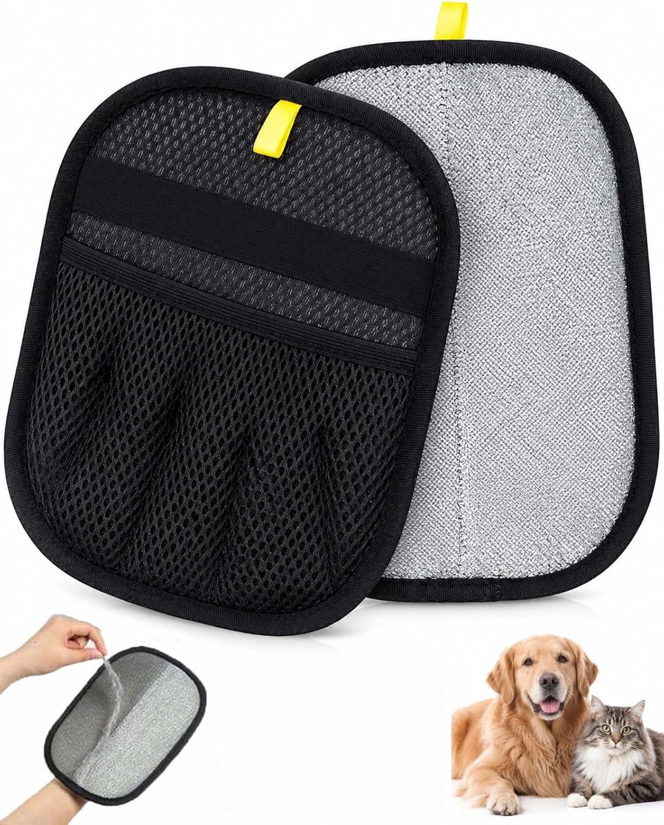 Handschoenen, 2 stuks, elektrostatische dubbelzijdige honden- en kattenhandschoenen, herbruikbare antistatisch, voor meubels, auto en massage