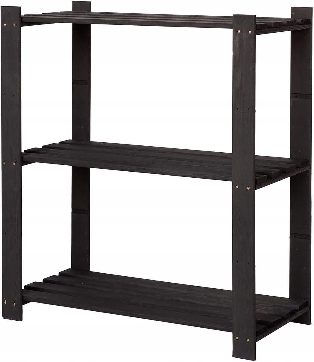 Rek Opbergrek 90x80x38 cm (HxBxD) Met 3 Planken Staand Plankenkast Zwart Boekenkast Plantenrek Badkamerrek Garage Kelder Woonkamer