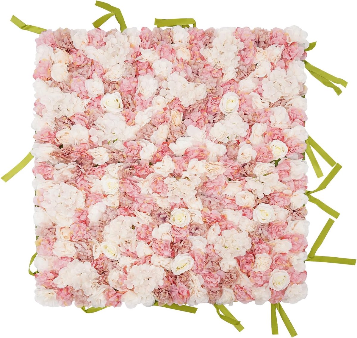 Kunstbloemen, wand, 1 x 1 m, kunstbloemen, wandpanelen, 3D rozenwand, hortensia, wandmat voor bruiloftsfotografie (roze)