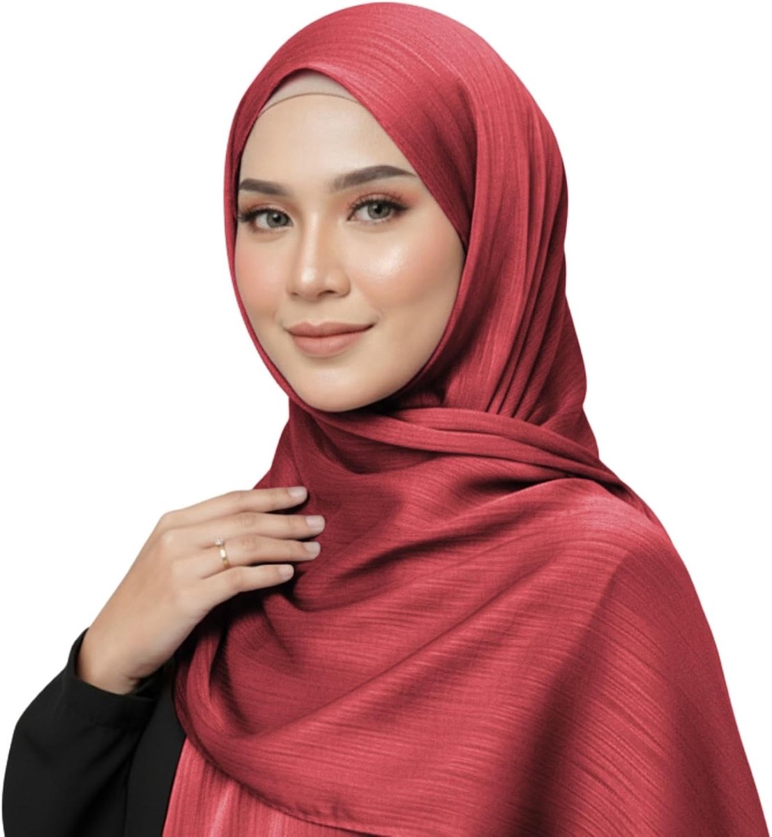 Zijden hijab voor dames, elegante gekreukte hijab wikkelsjaal, zachte ademende lange sjaal, lichtgewicht, glad, bescheiden hoofdbedekking