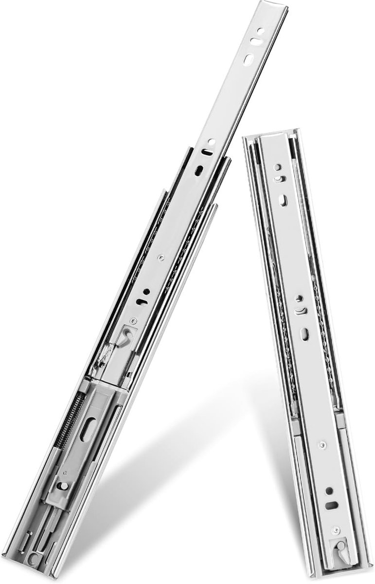 Laderails, volledig uittrekbaar, laderail, kogelgeleiding, lengte 600 mm, breedte 45 mm, 35 kg, draagkracht voor alle soorten laden, gemakkelijk aan te brengen voor schroeven van 3,5 x 16 mm,