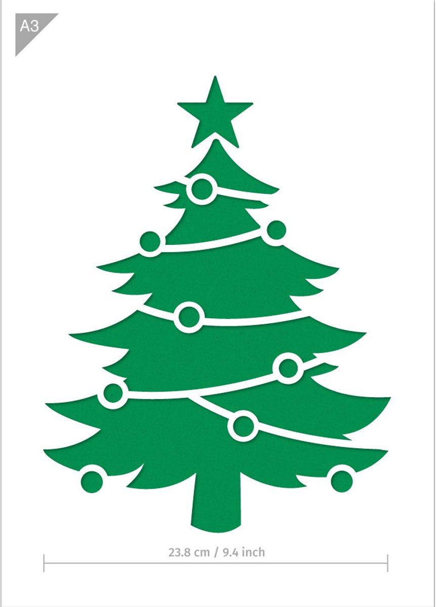QBIX Kerstboom Sjabloon A3 Formaat Kunststof - Uitsnede 31cm hoog