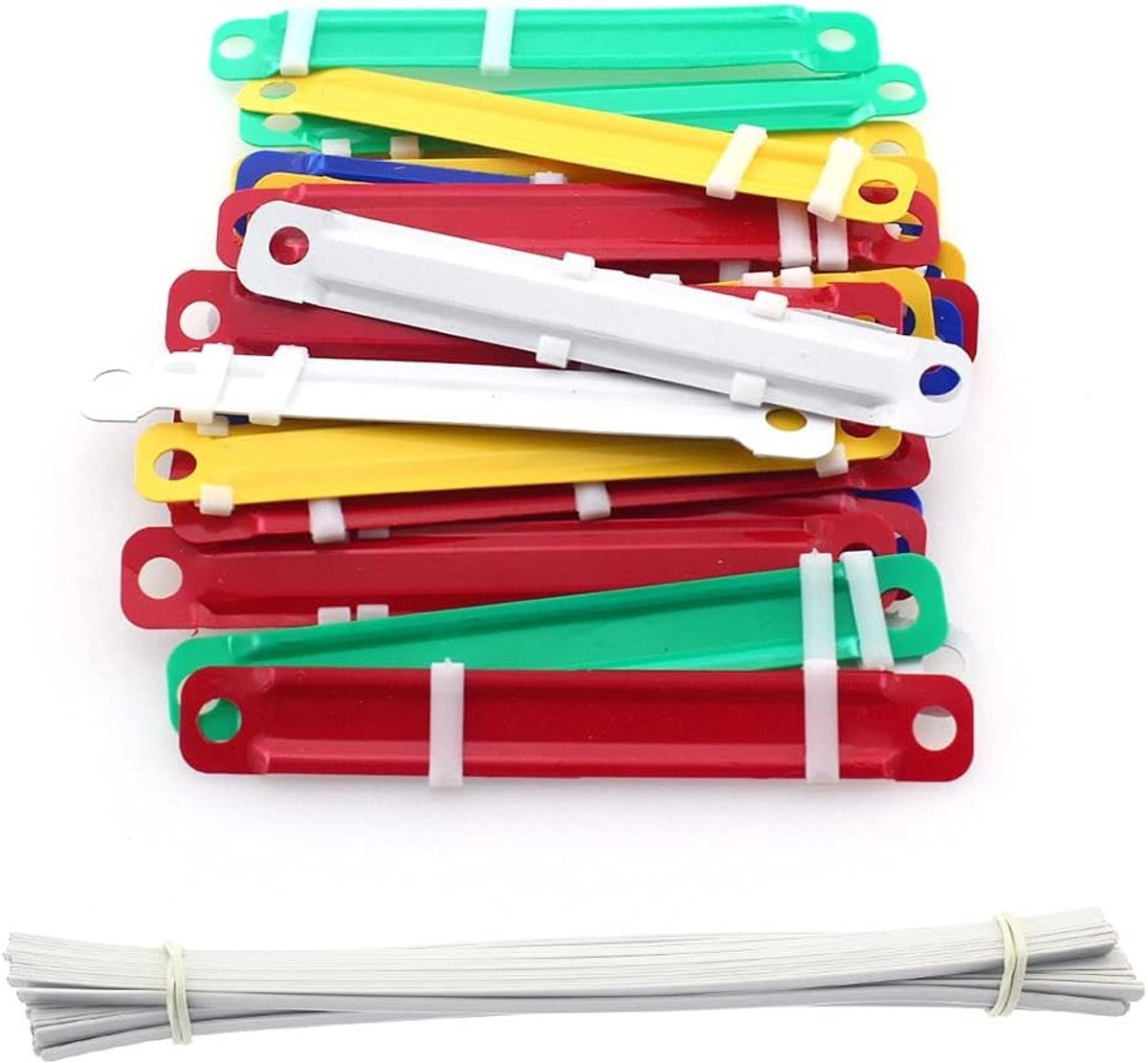 Set van 50 Opbergbeugels, Kleurige Plastic Plakstrips, Diverse Bestandenbinders voor Documenten met Hangstrip en Organisatiehulpmiddelen