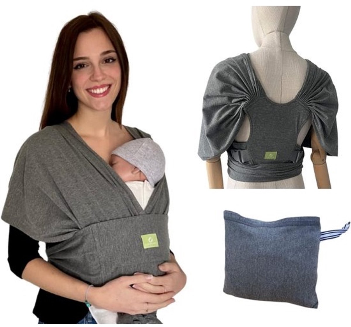 Knoopvrije babydraagdoek - voor pasgeborenen - ergonomisch en verstelbaar tot 15 kg