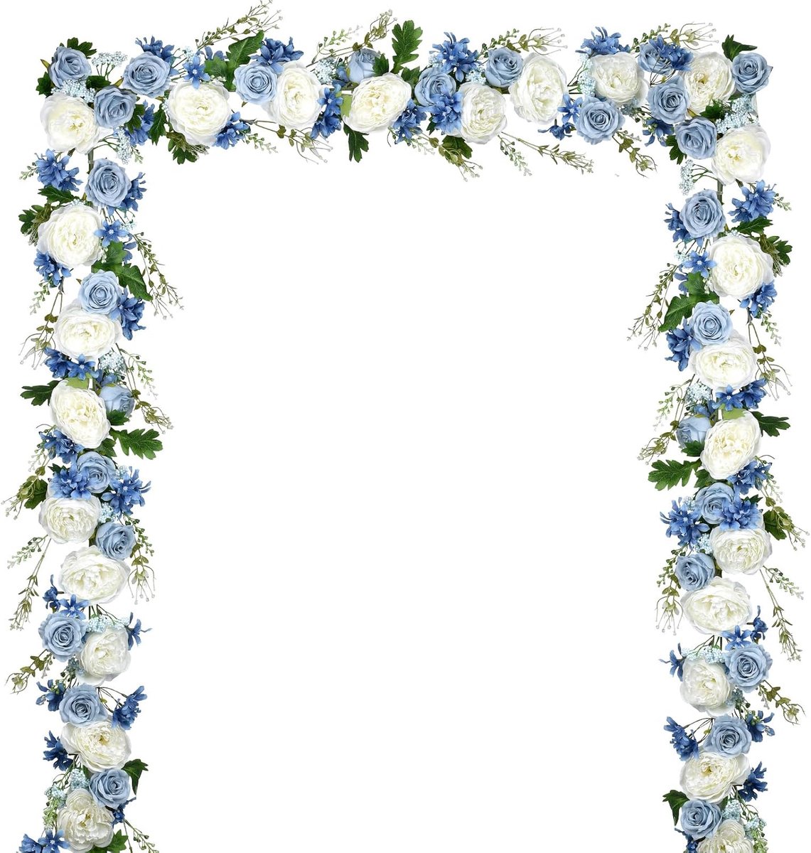 2 stuks kunstmatige pioenrozen bloem slinger - 1,8 m zijden pioen rode bloem slinger boog bloem wijnstok voor bruiloft feest tafel decoratie (blauw en wit)