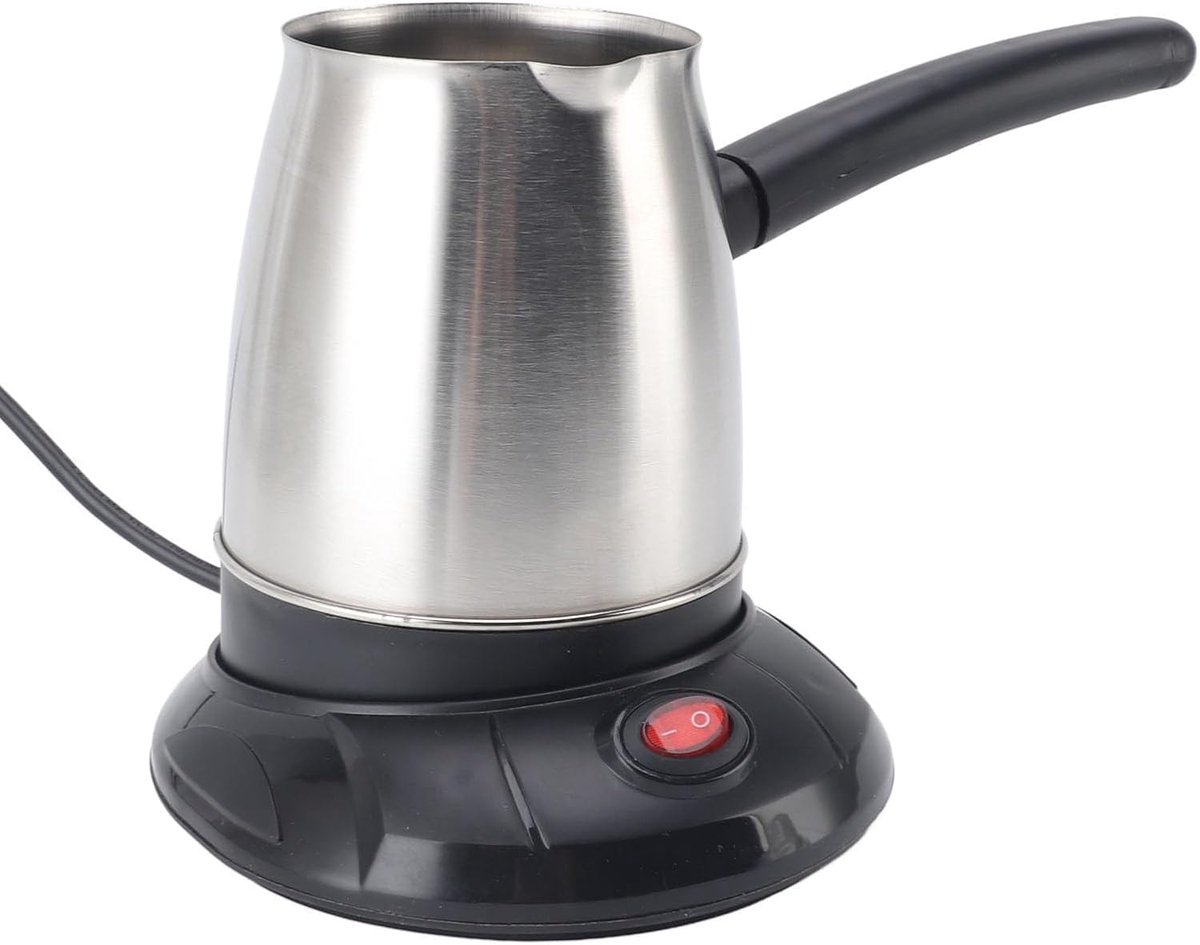 500 Ml Elektrische Turkse Koffiepot, Koffiezetapparaat met Antislipbasis, Roestvrijstalen Koffieketel met Afneembaar Handvat voor Thuiskeuken, Theemelk, EU-stekker