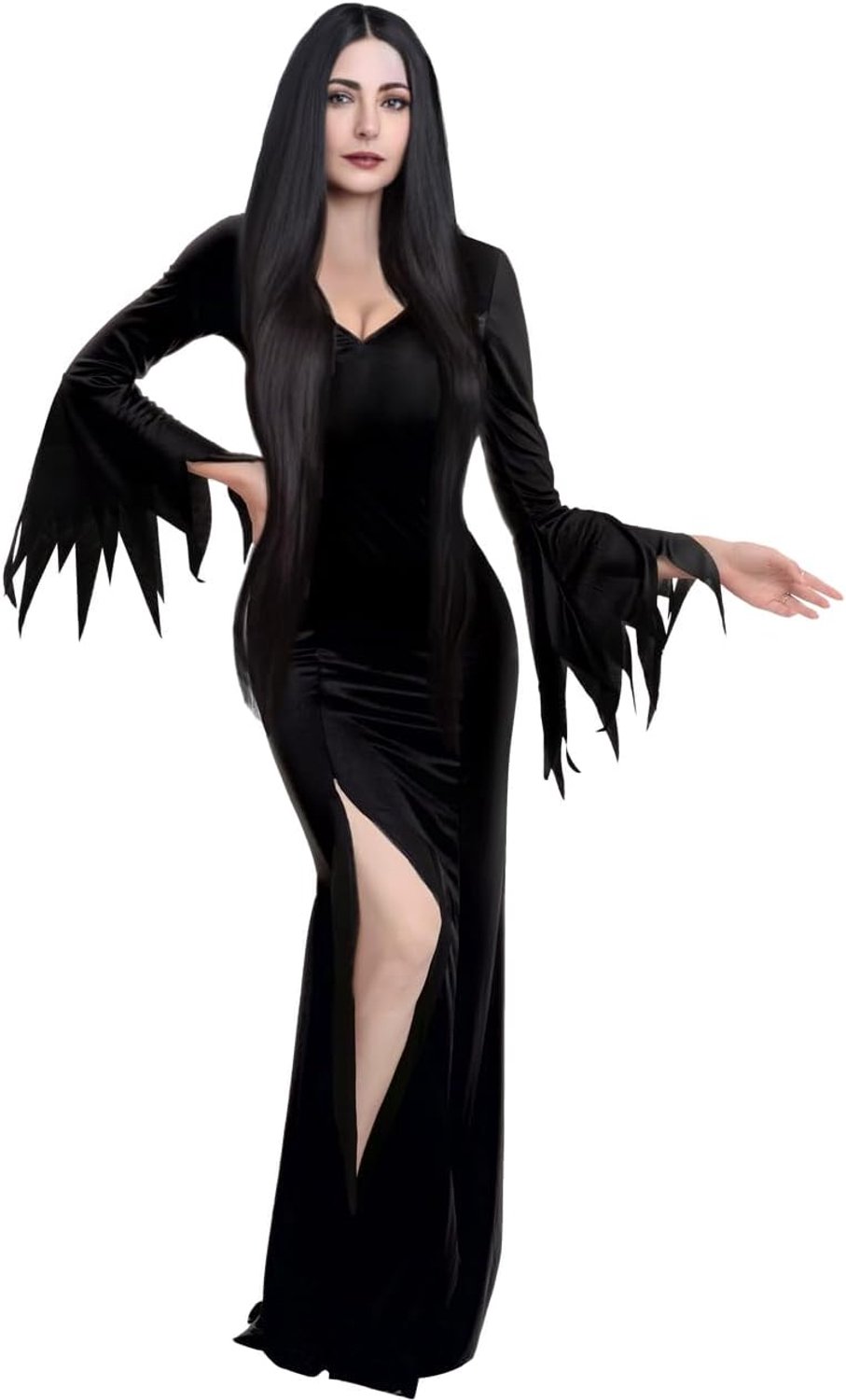 Spooktacular Creations zwarte gotische maxi-jurk voor dames - maat L