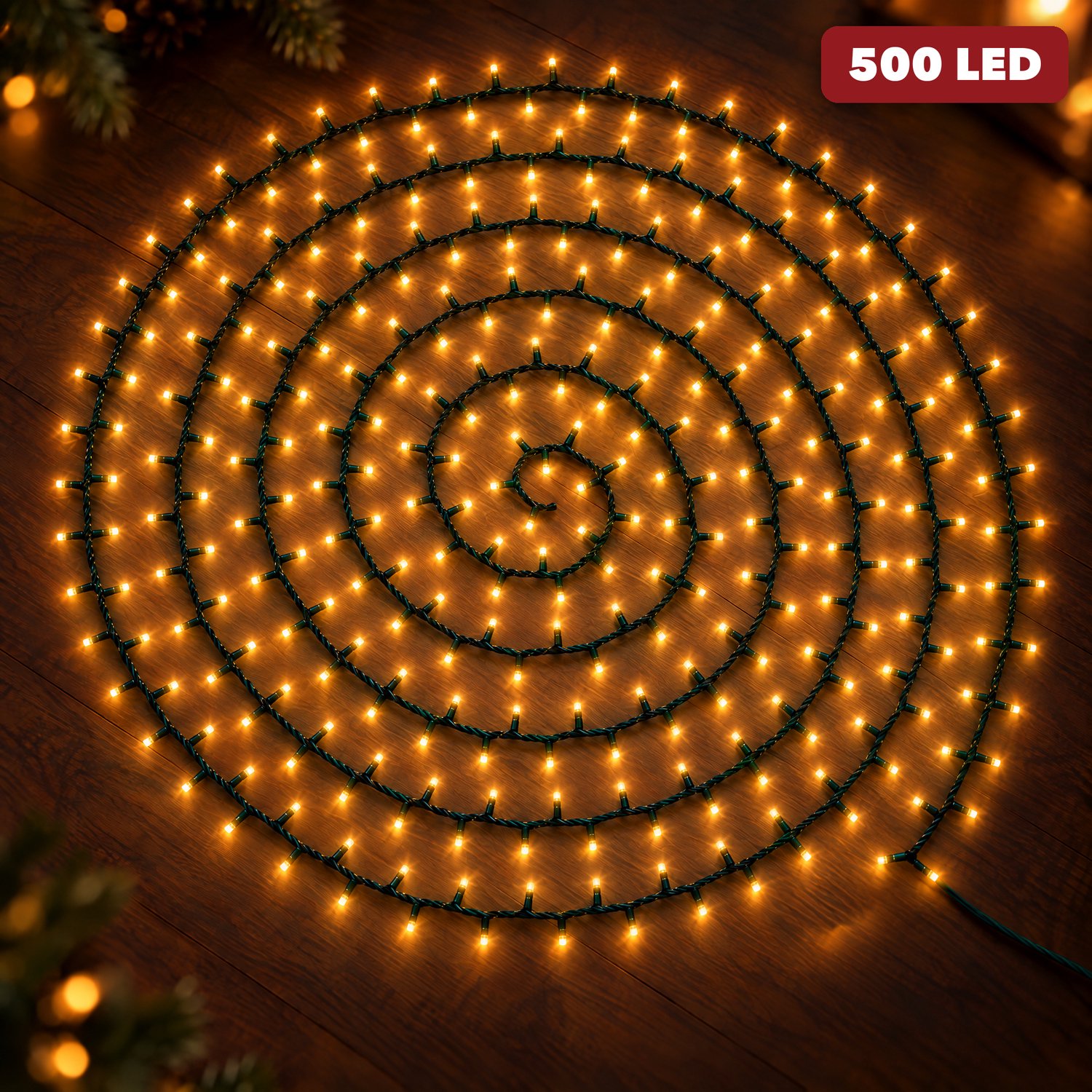 Cheqo Kerstboomverlichting 500 LED - 11 Meter - Warm Wit - Kerstverlichting - Kerstlampjes - Groen Snoer - Lichtsnoer - LED Verlichting voor Binnen en Buiten - Sfeerverlichting - Feestverlichting - Lichtslinger - Dimbaar met Timer - IP44