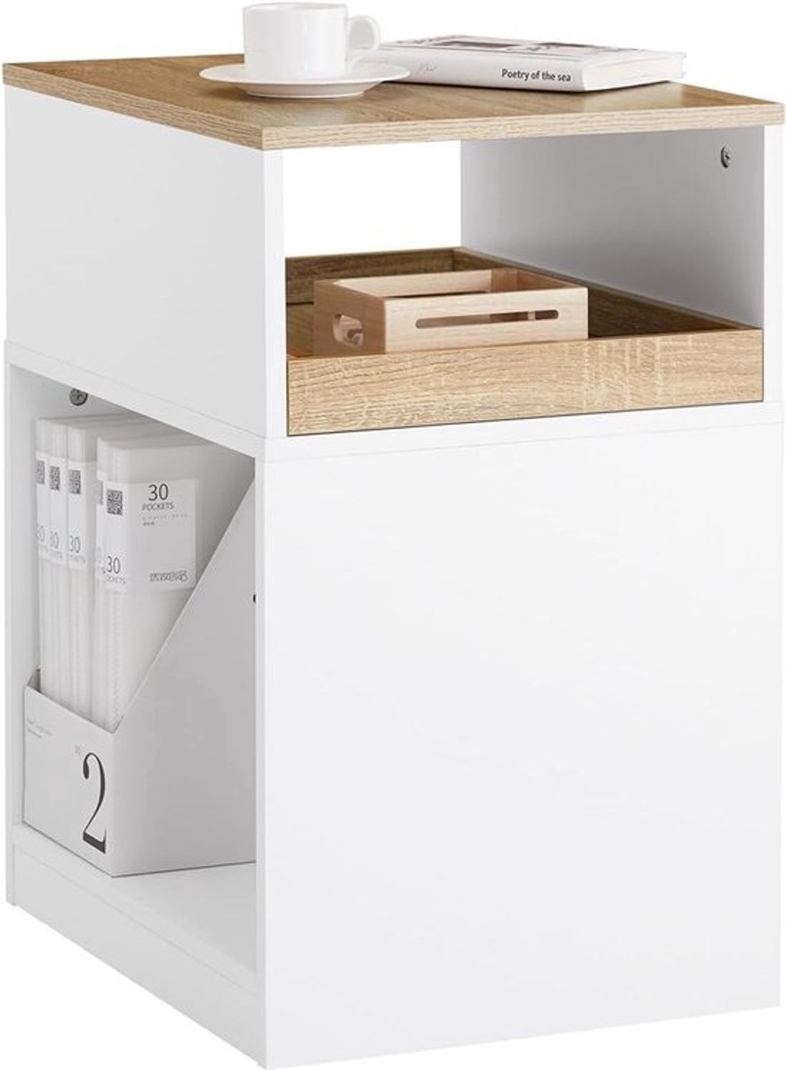 Mobiele printerkast - Met wielen en opbergvakken - Compact archiefmeubel voor thuis of kantoor