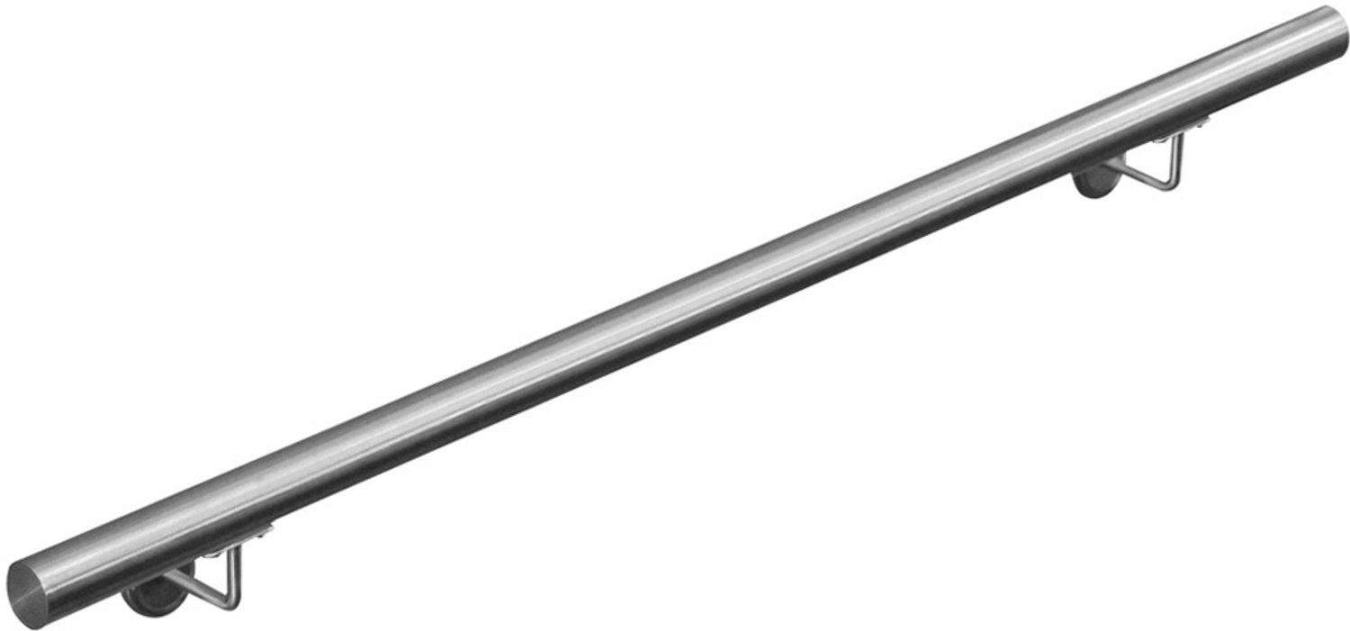 V2Aox RVS leuning / trapleuning, diameter: 4,2 cm, roest- en weerbestendig, inclusief bevestigingsmateriaal en steunen