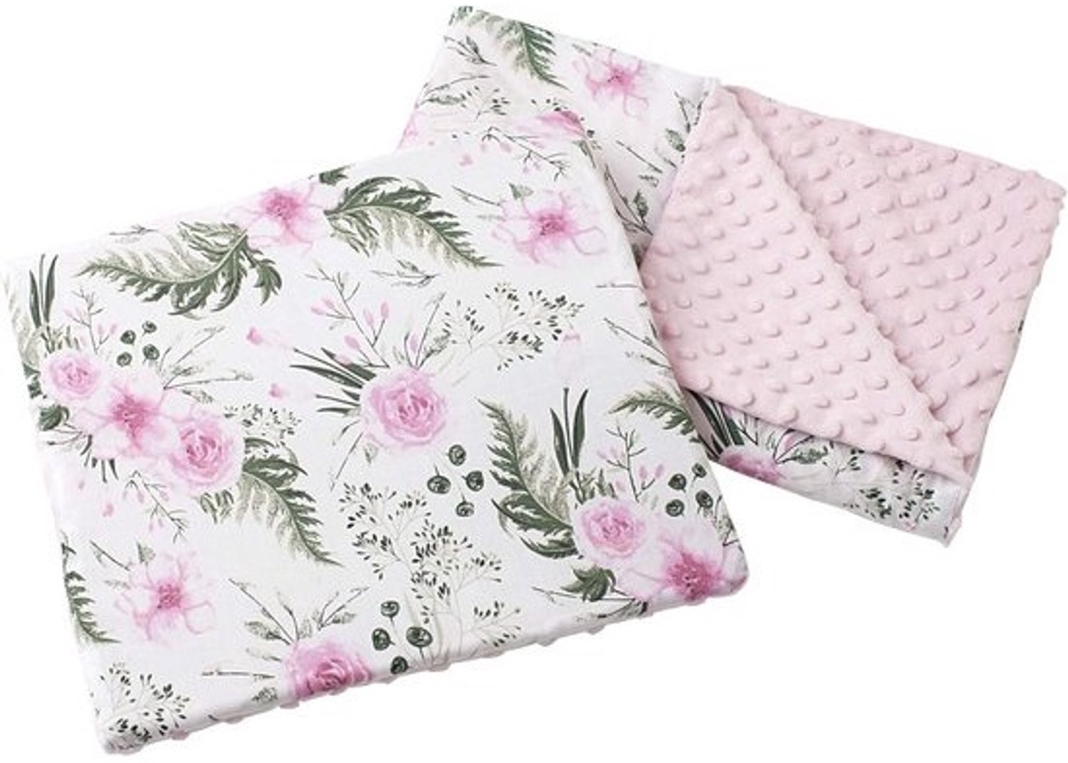 Baby- en kruipdeken van 100% katoen en Minky - multifunctionele deken met kussen voor kinderwagen en autostoel