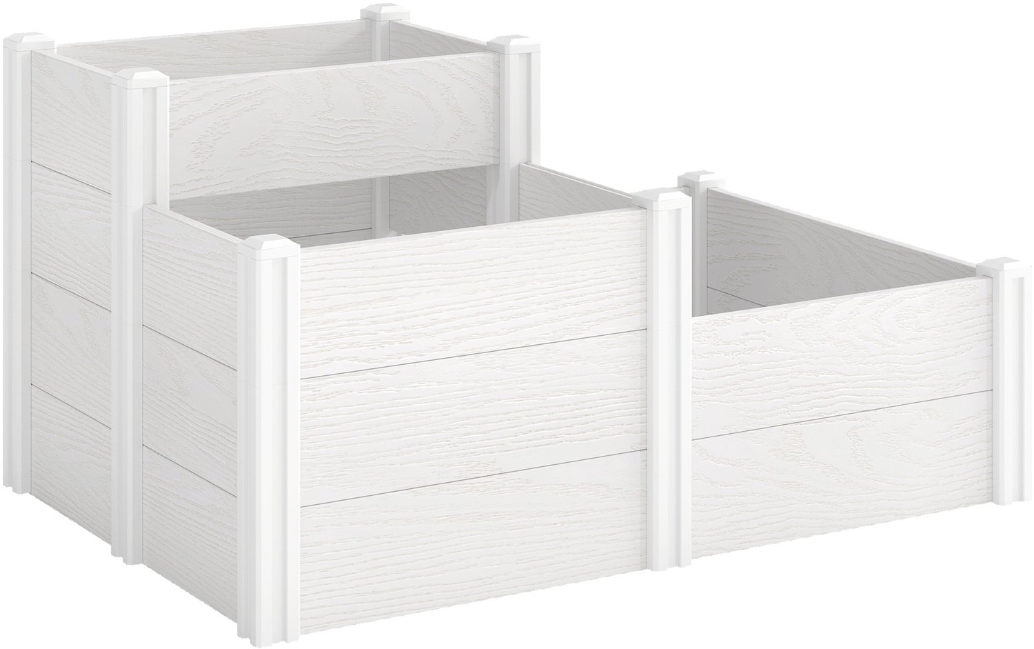 Sunona 3-laags verhoogd moestuinbed - Modulair kruidenbed - Met open bodem - 120 x 80 x 64 cm - Wit