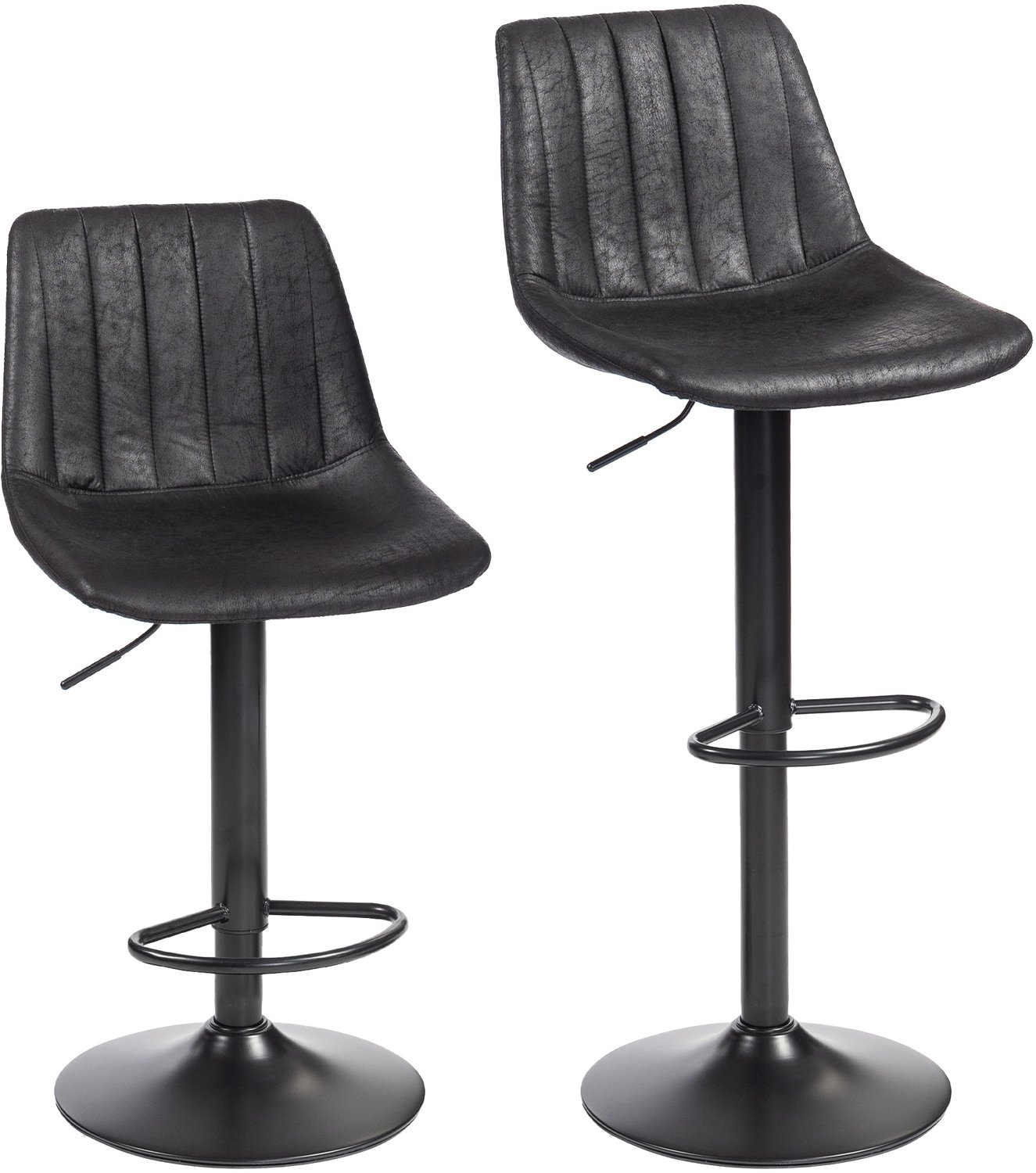 Homona Barkrukken - Set van 2 - Met rugleuning en voetensteun - In hoogte verstelbaar - 43 x 46,5 x 89-110 cm - Zwart