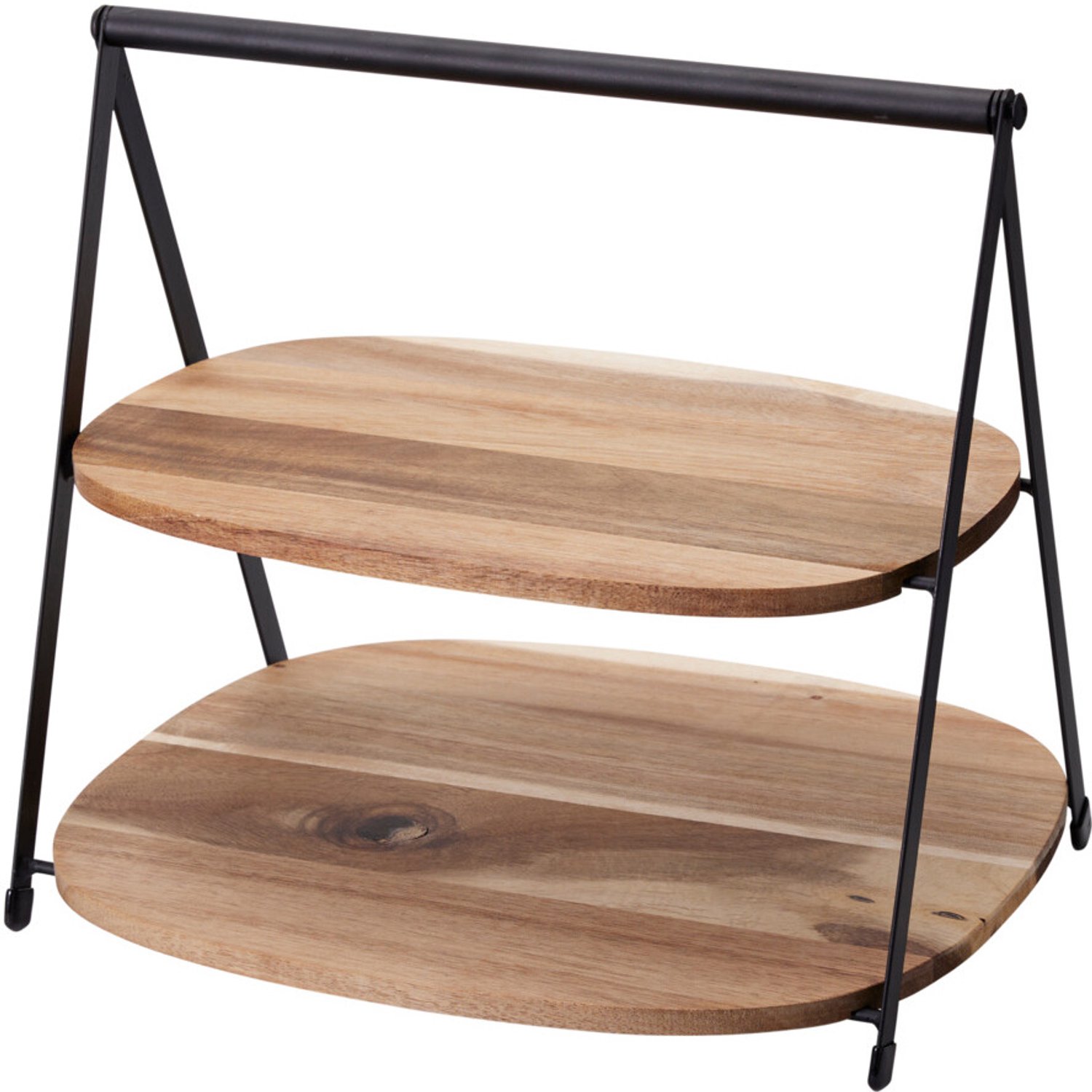 EH Excellent Houseware - Twee-laags serveerschaal voor snacks QUEST, gemaakt van acaciahout, 27 x 18 x 25 cm