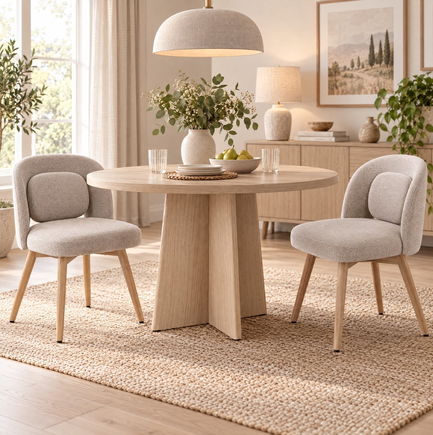 STILVORA Eetkamerstoel Set Van 2 - 360 Graden Draaibaar Met Armleuningen - Voor Eetkamer, Keuken En Woonkamer - Fluweel Met Houten Poten - Beige