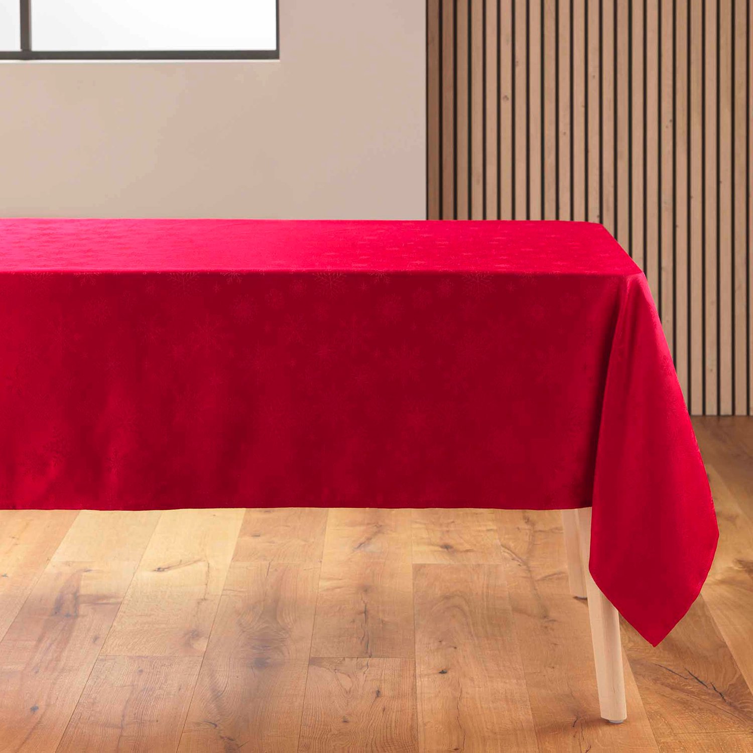 Douceur d'intérieur - Jacquard tafelkleed voor de feestdagen, FLOCONS, 140 x 240 cm