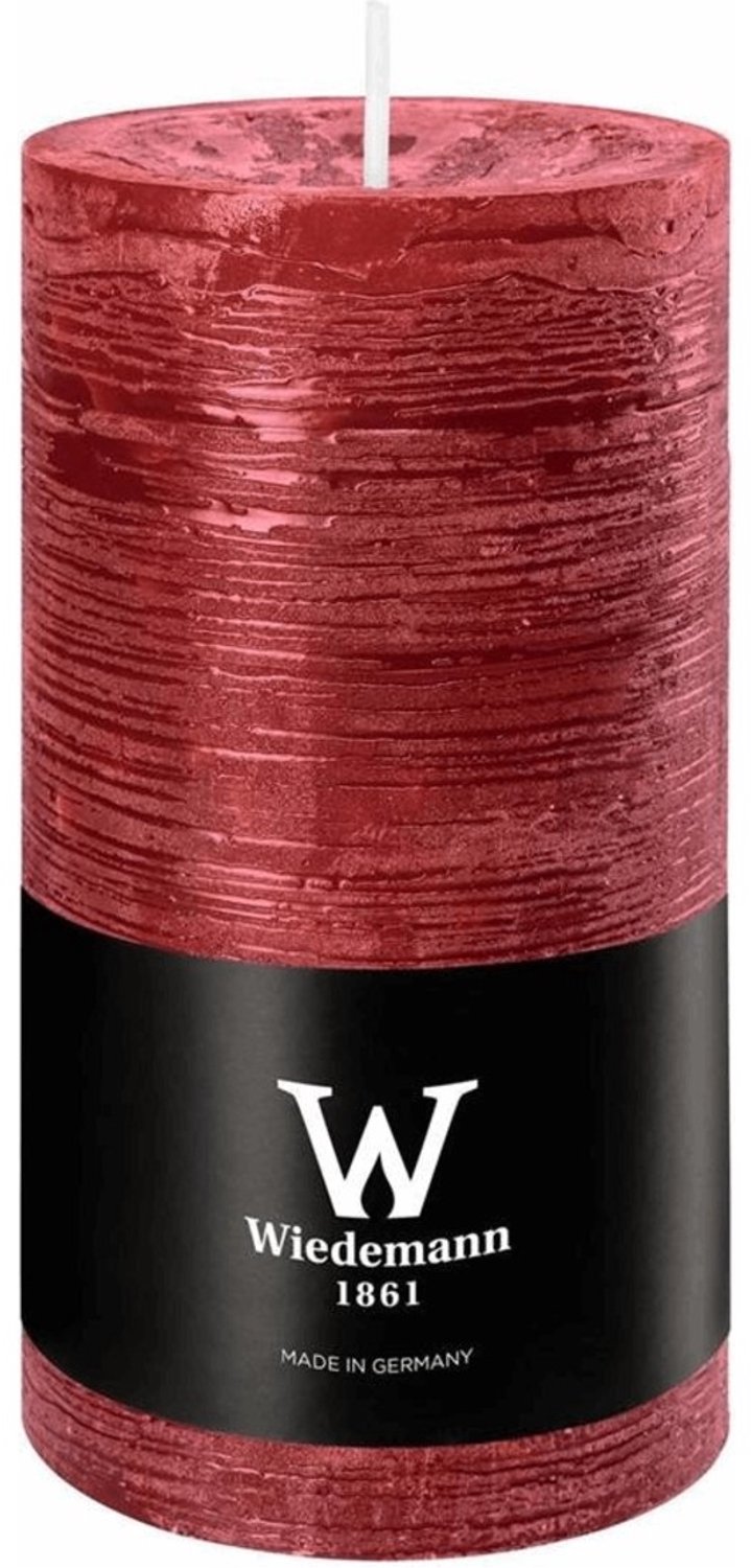Wiedemann Marble Rustik stompkaars bordeaux, Ø 6,8 x 13 cm Rood