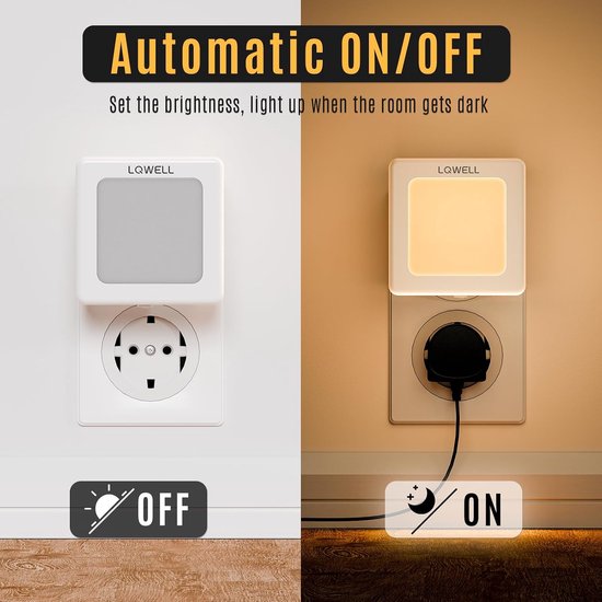 Nachtlamp Fitting - Oriëntatielicht - Automatisch Verlichten - Opvouwbare Stekker - 2 Stuks - Wit — afbeelding 5