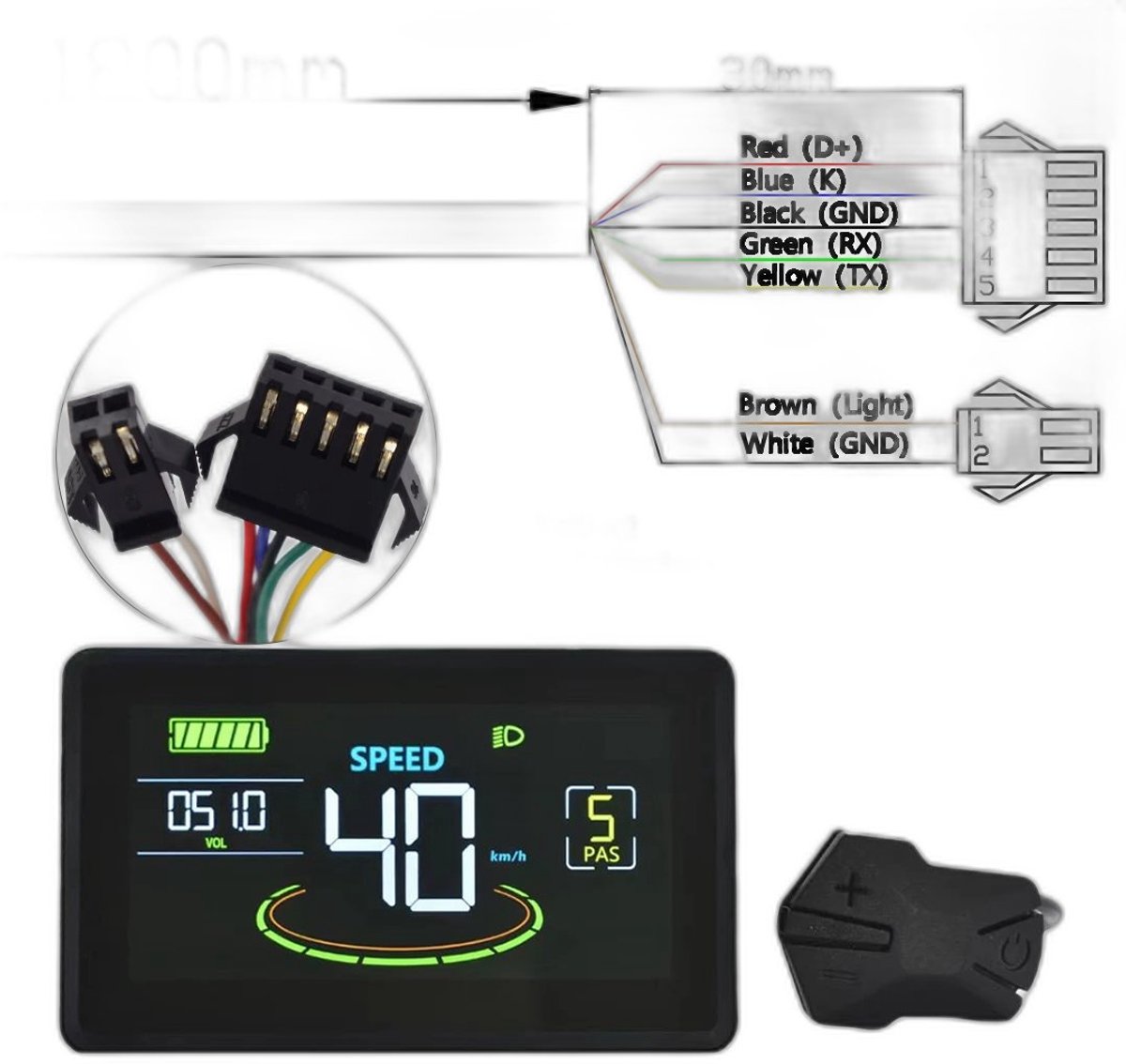 Currero Fatbike Scherm - LCD Display - Schermpje - E-Bike Accessoires - Elektrische Fiets - Dashboard - Snelheidsmeter - Kinderen & Volwassenen