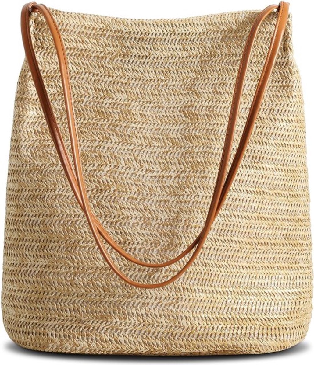 Allecto Plus - Zomer Strandtas van Gevlochten Straw - Bast Tassen - Modieuze Boho