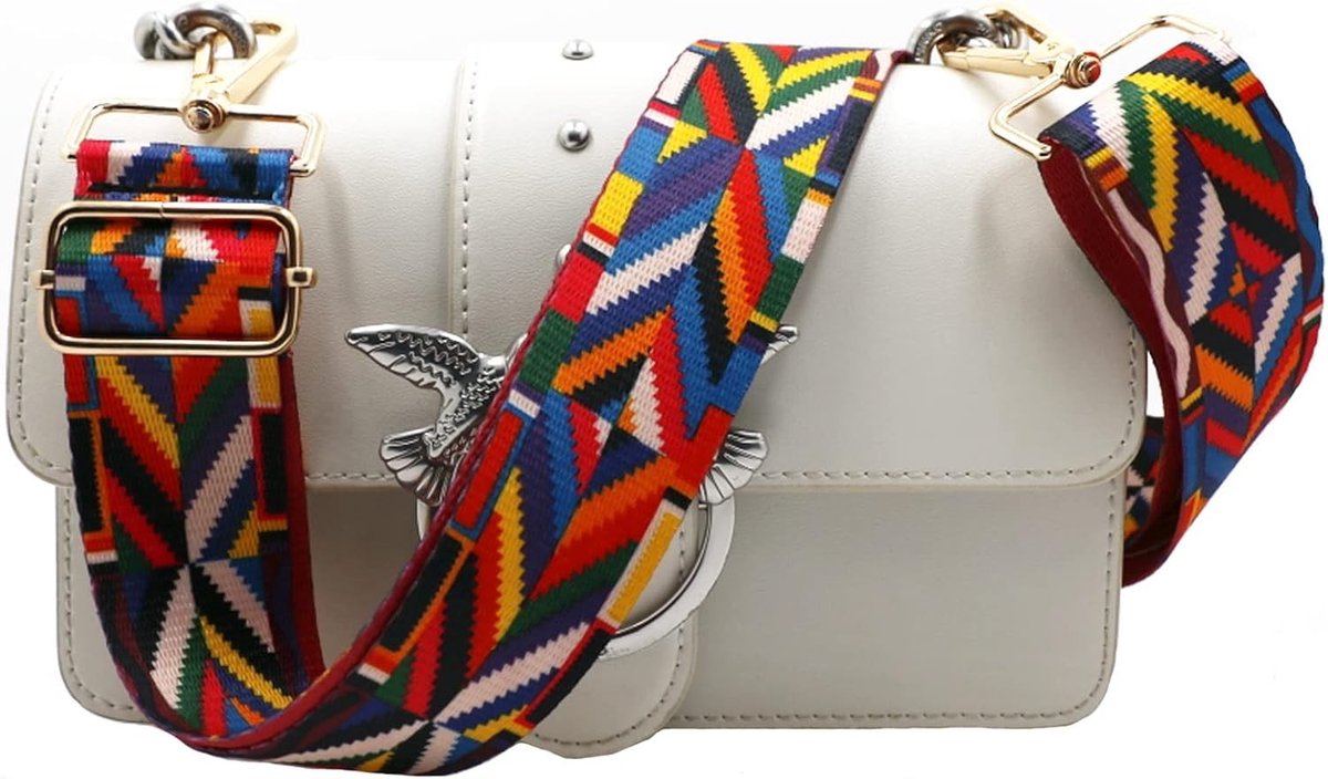 Brede Verstelbare Schouderband voor Tassen, 3.8 cm, Boho Stijl, 75-134 cm, Inclusief Karabijnhaak voor Schoudertassen en Handtassen, Verkrijgbaar in Zeven Kleuren