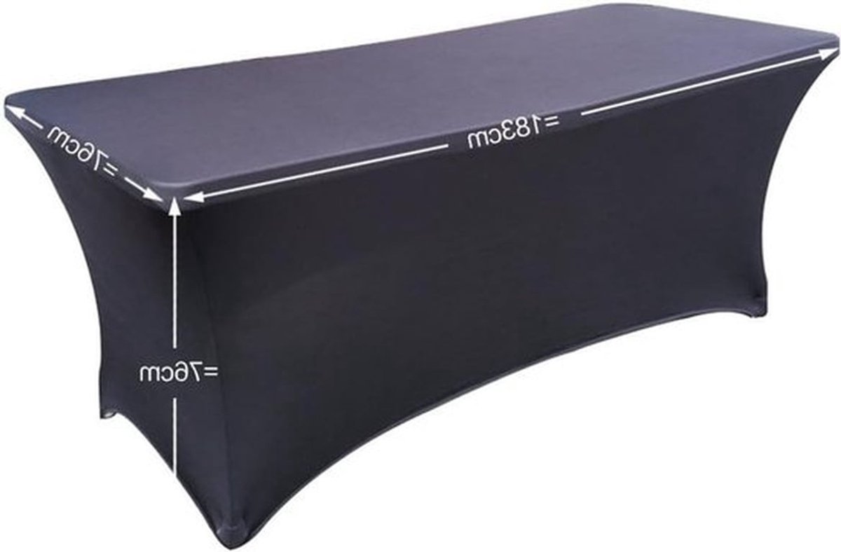 Stretch Tafelbedekking voor Biertafels, Zwart, 183 x 76 x 76 cm - Ideaal voor Feesten en Evenementen