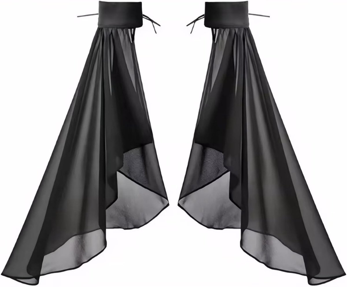 Elegante lange tulle mouwen met afneembare chiffon handschoenen voor een gothische look