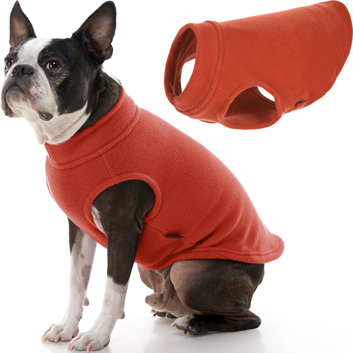 Gooby Stretch Fleece Vest Hondenjas - Warme hondentrui voor kleine honden - Pompoenoranje - Large