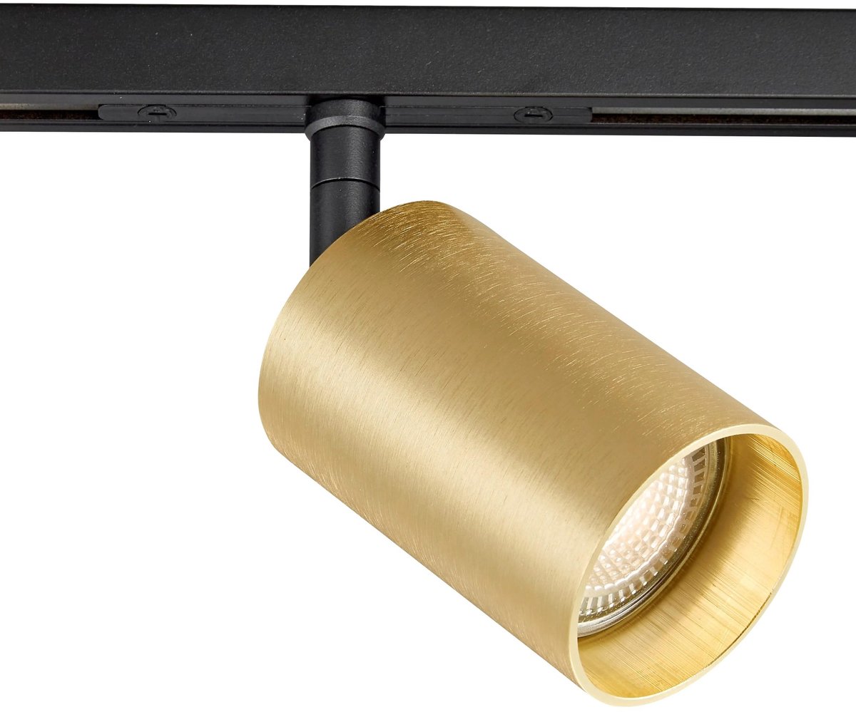 Taboo opbouwspot micro line, kantelbare spot in zwart-goud aluminium met GU10-fitting (excl. lichtbron), dimbaar