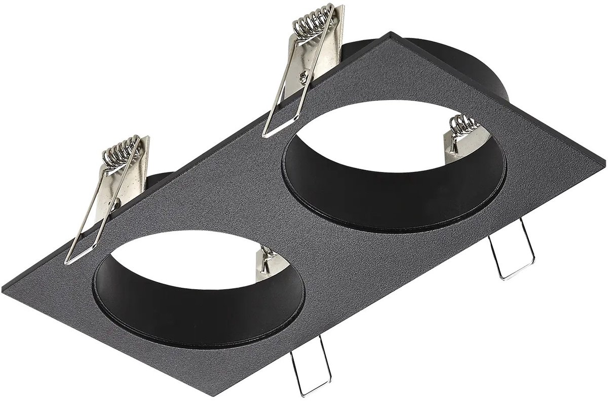 Zoom opbouwspot 2-lichts, satijnzwart aluminium, 2x GU10-fitting (excl. lichtbron), IP20, 95 x 190 mm