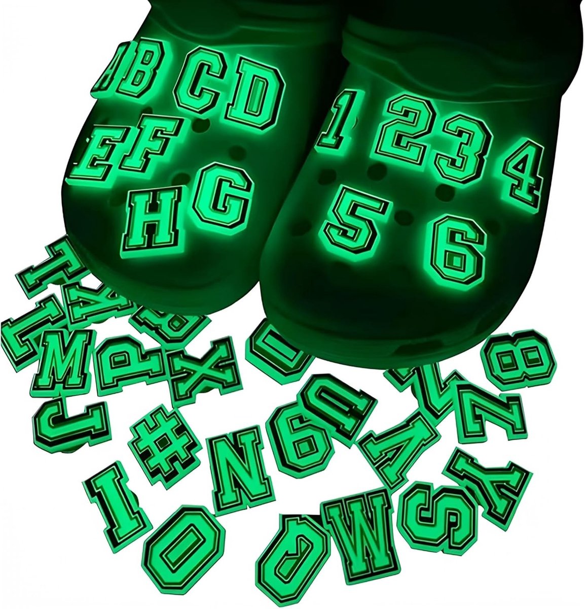 Creatieve 37-delige set met nachtlicht schoenaccessoires - DIY letters en cijfers versieringen voor kinderen en volwassenen